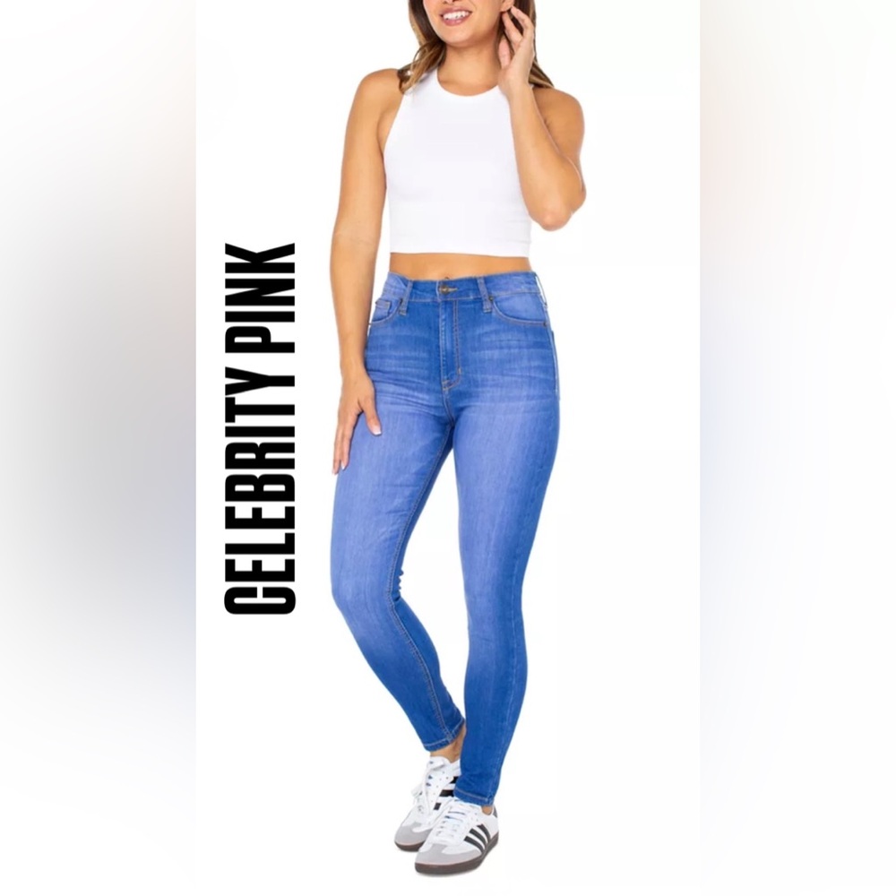 Celebrity Pink Women’s Infinite Stretch Mid Rise Skinny Blue Lagoon Jeans, NWT - Picture 2 of 11